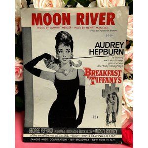 Moon River Vintage Piano Sheet Music Audrey Hepburn Breakfast At Tiffanys 1961